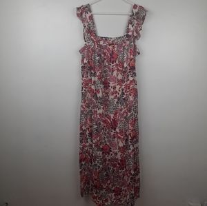 Knox Rose Boho Floral Sleeveless  Maxi Peasant Dress XL Summer Beach Outdoor